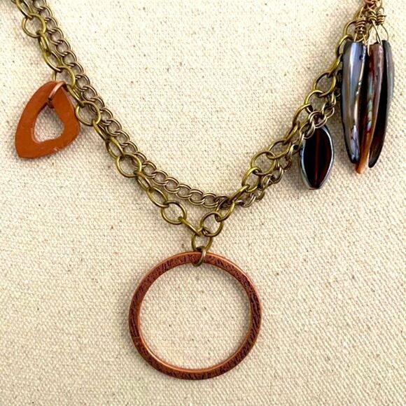Chico’s Boho Tribal Long Necklace - Double Strand with Mixed Metal Charms - Picture 7 of 8